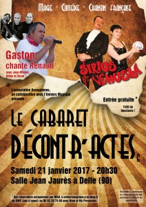 Cabaret Décontr'Actes 6 - Spectacle Sirius Venusia Gaston chante Renaud - 21 janvier 2017 Delle - Illusions - Magie